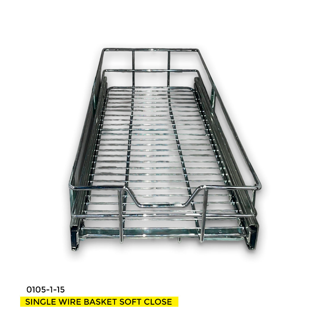 15'' SINGLE WIRE BASKET SOFT CLOSE (H: 6" - W: 14 1/2" - D: 22")