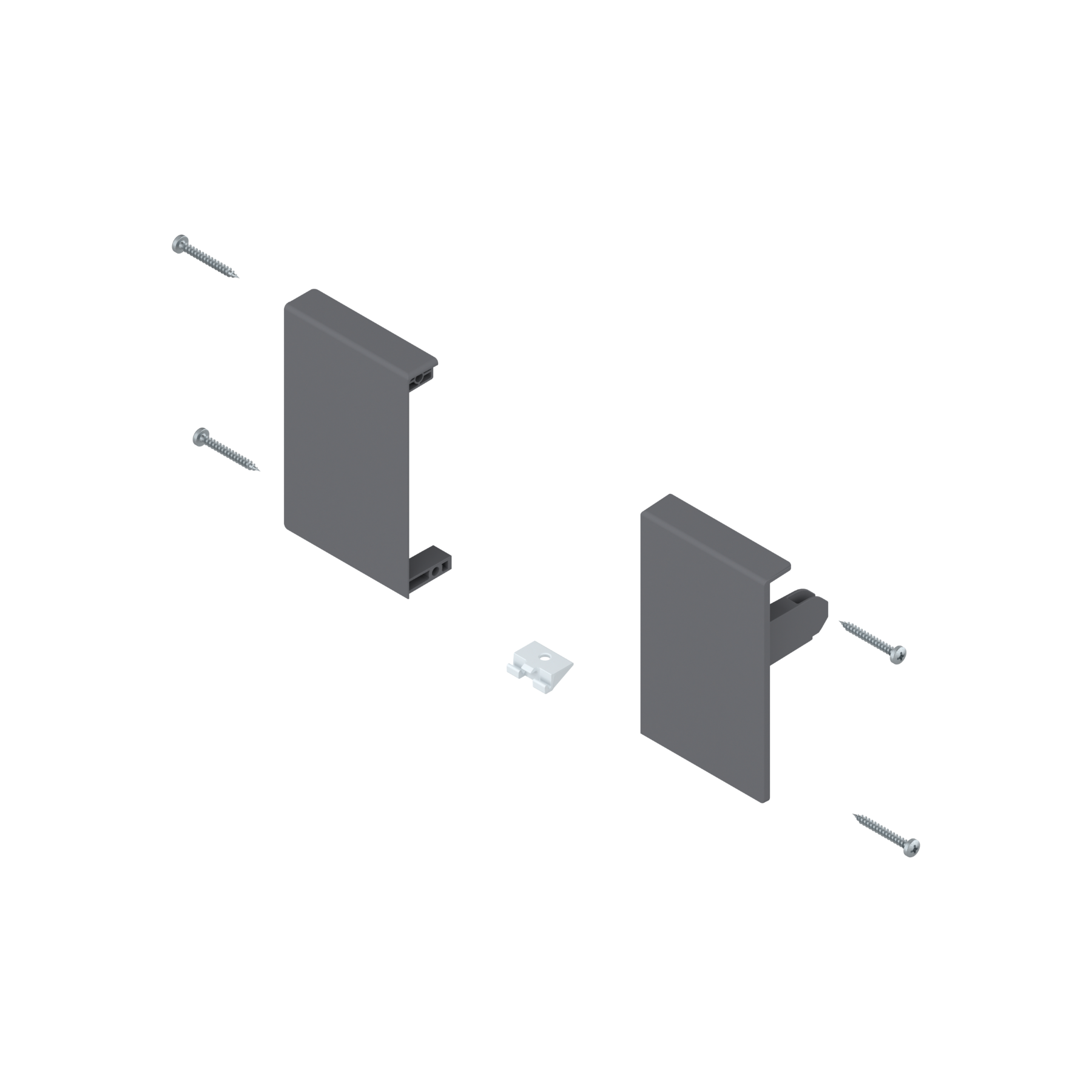 TANDEMBOX Interior front fixing bracket set (nylon) Ident R+L R7037 Dust Grey