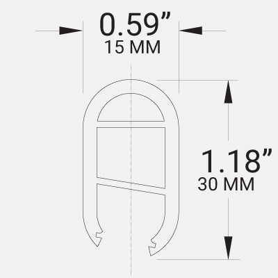 OVAL CLOSET TUBE MATT BLACK - LED 29.46MMX15.2MMX1.5MMT