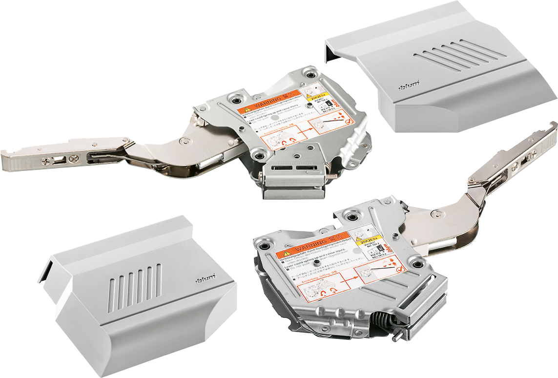 Aventos HK-S Stay Lift, Lift Mechanism (Set), PF=220-500 (With 2 Pieces), for Screwing On, For TIP-ON, Light Gray/Stainless Steel Brushed