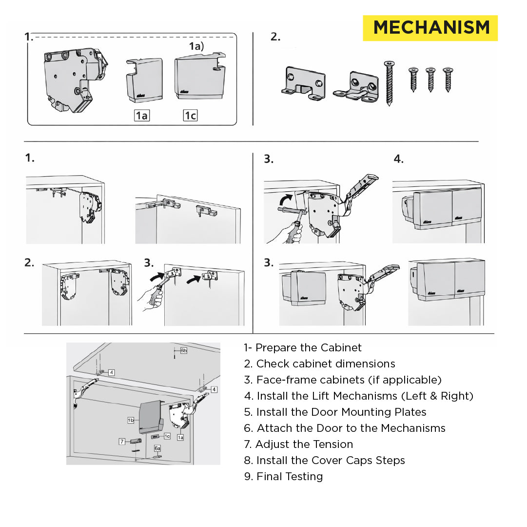 Aventos HK-S Stay Lift, Lift Mechanism (Set), PF=400-1000 (With 2 Pieces), for Screwing On, For TIP-ON, Light Gray/Stainless Steel Brushed
