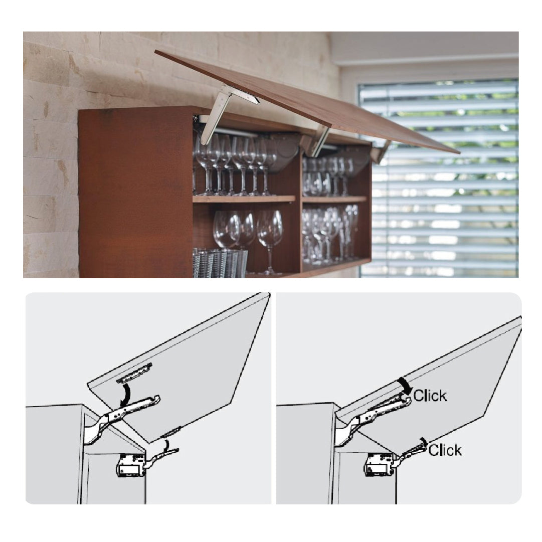 Aventos HS/HL/HK and HK Top Lift Systems, Mounting Plate With Bracket for Thin Fronts, EXPANDO T, Nickel-Plated