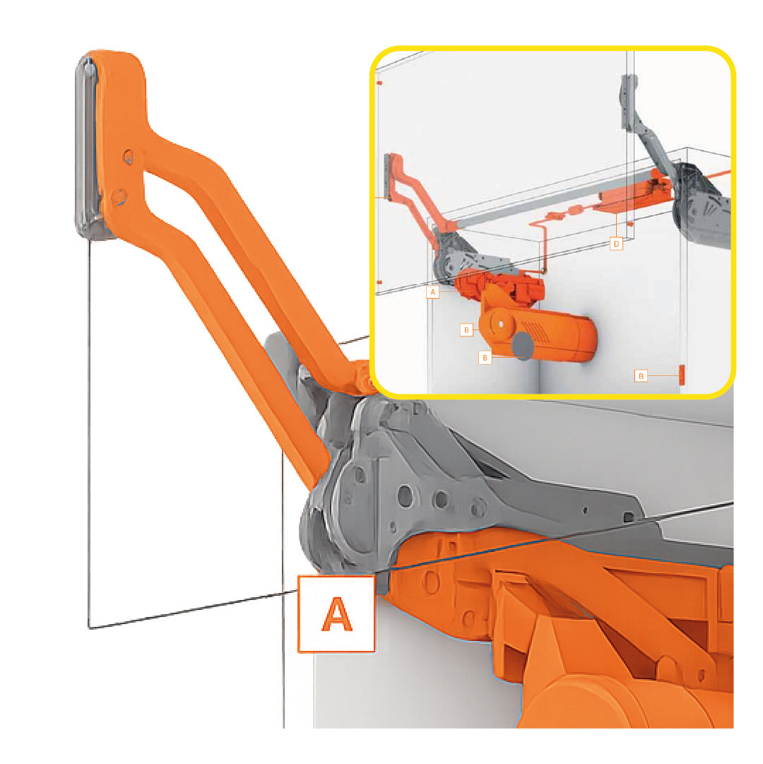 SERVO-DRIVE for AVENTOS HL Arm assembly Nickel Cabinet height 350-399 mm