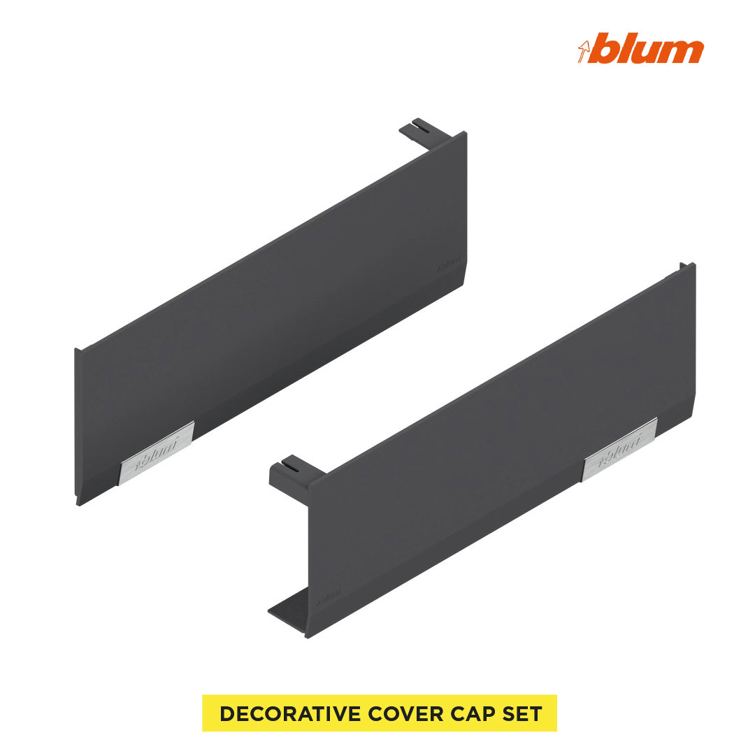 Cover Cap Set Aventos HF/Hs/HL Top, Plain, Right+Left, Printed, Deep Gray/Stainless Steel Brushed
