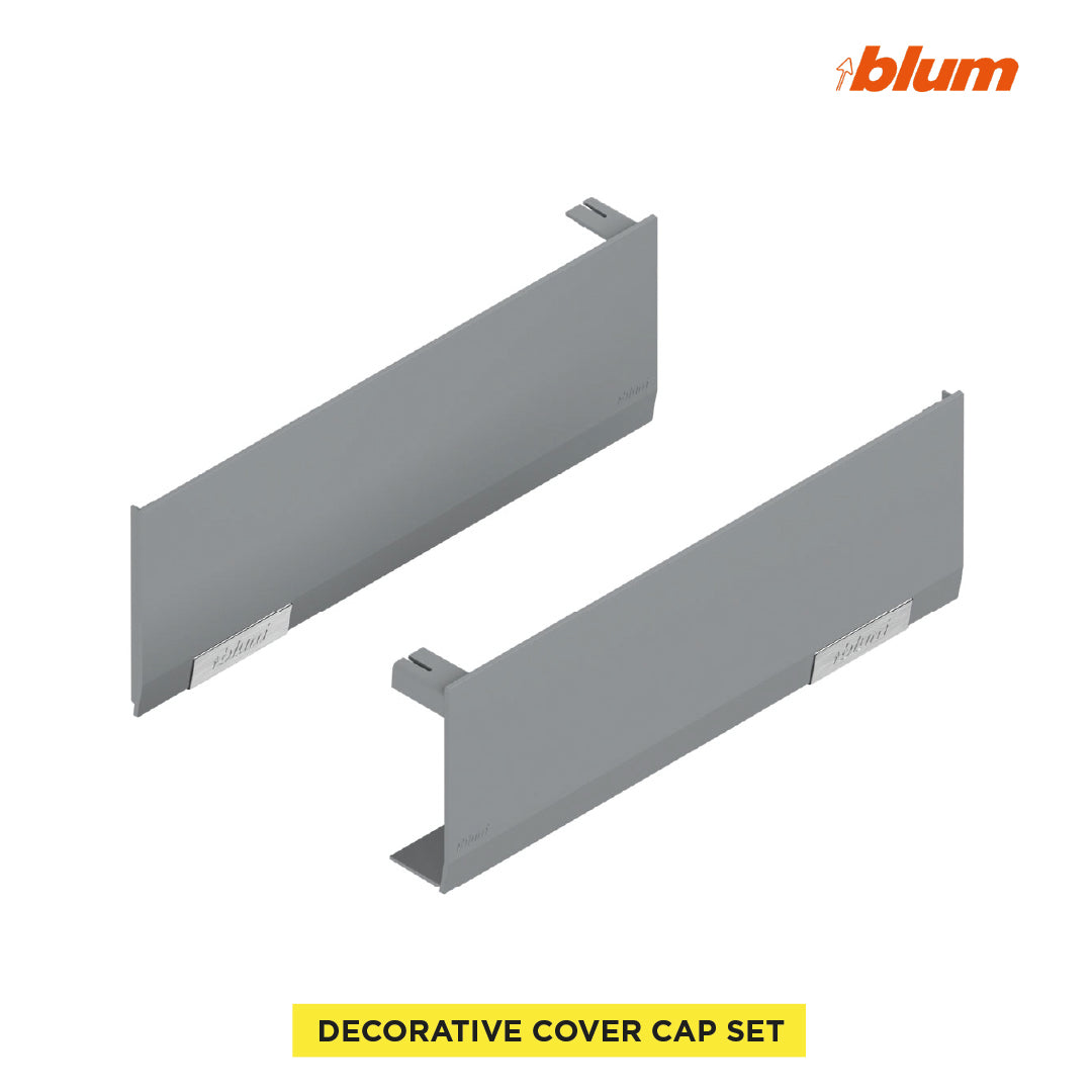 Cover Cap Set Aventos HF/Hs/HL Top, Plain, Right+Left, Light Gray/Stainless Steel Brushed
