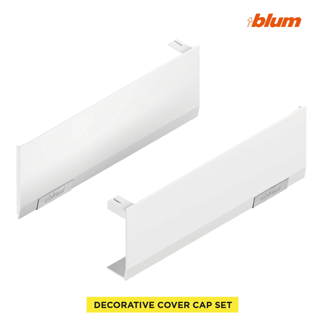 Cover Cap Set Aventos HF/Hs/HL Top, Plain, Right+Left, Printed, Silk White/Stainless Steel Brushed