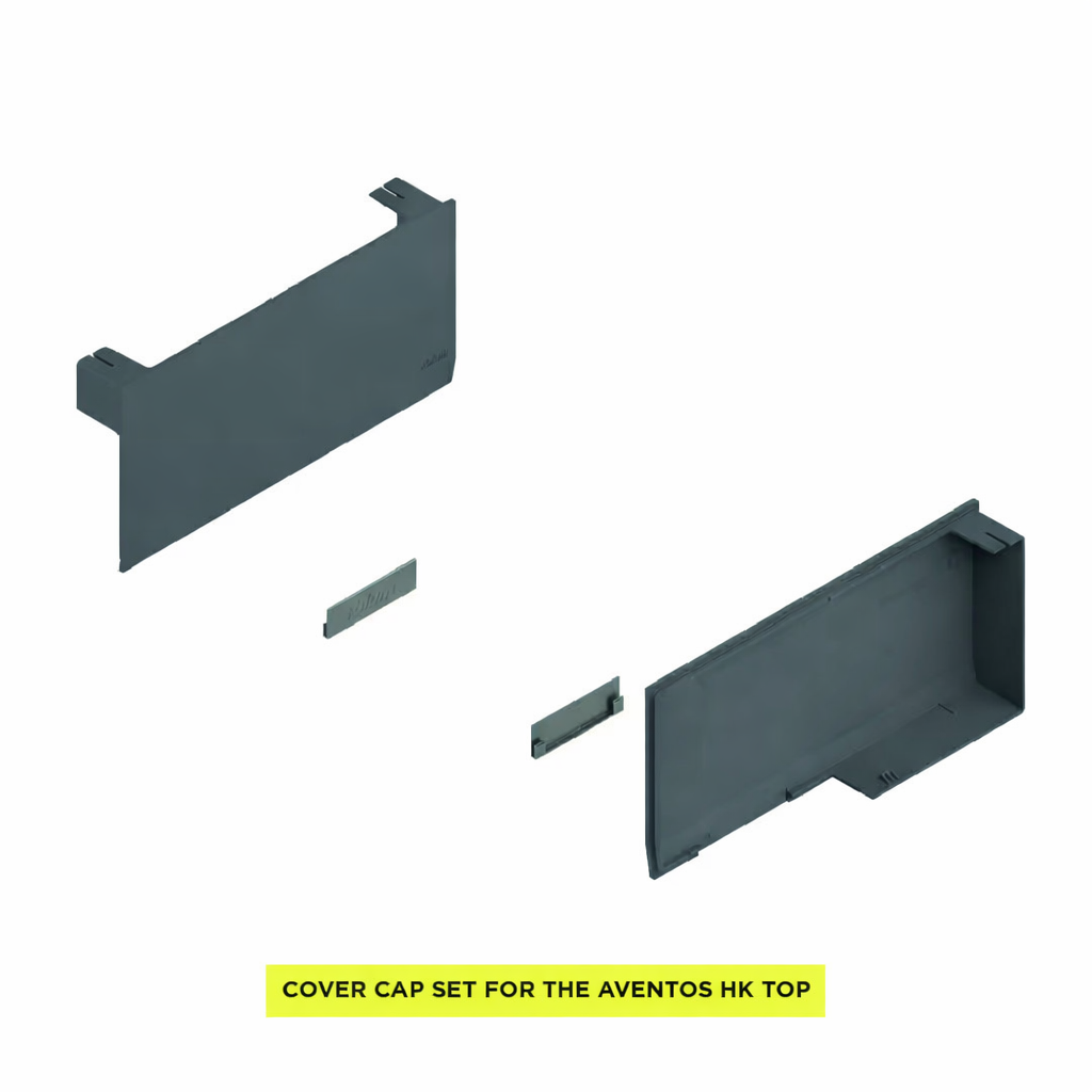 Aventos HK Top Stay Lift, Cover Cap Large, Plain, Right+Left, Deep Gray/Stainless Steel Brushed