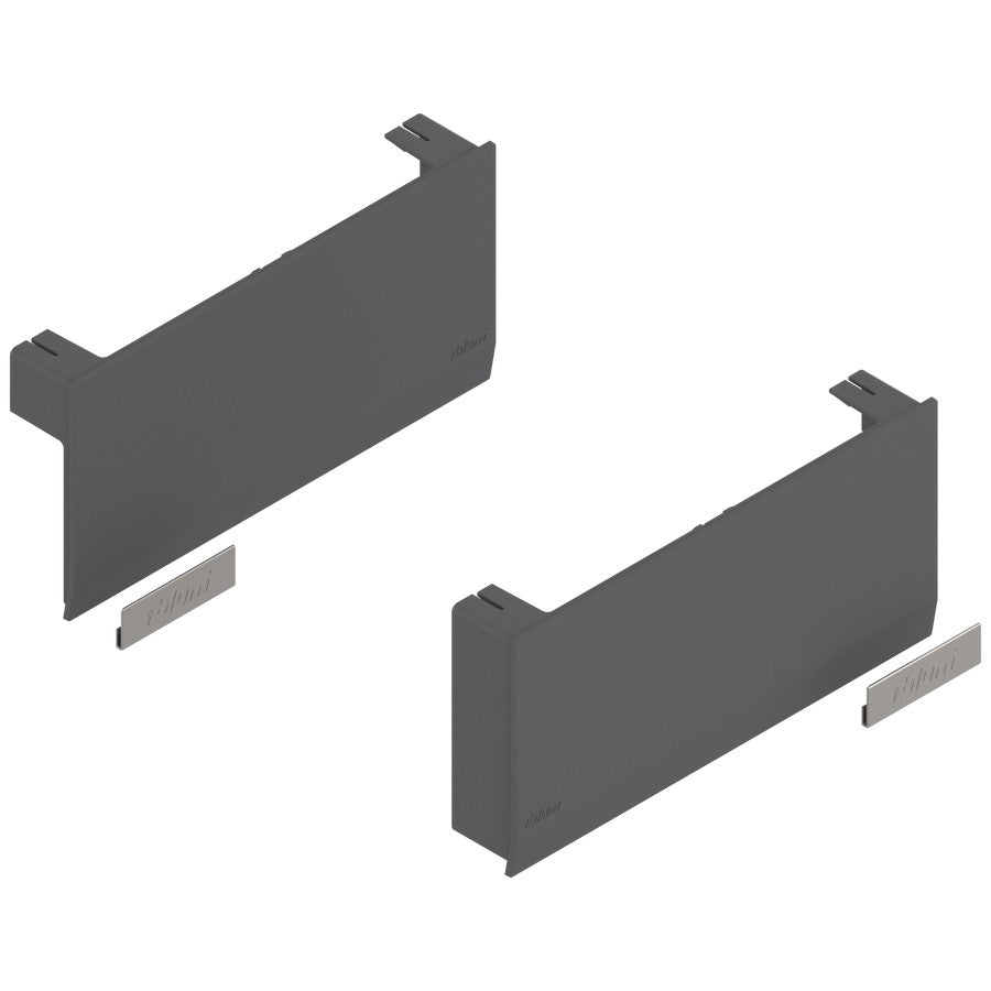Aventos HK Top Stay Lift, Cover Cap Large, Plain, Right+Left, Deep Gray/Stainless Steel Brushed
