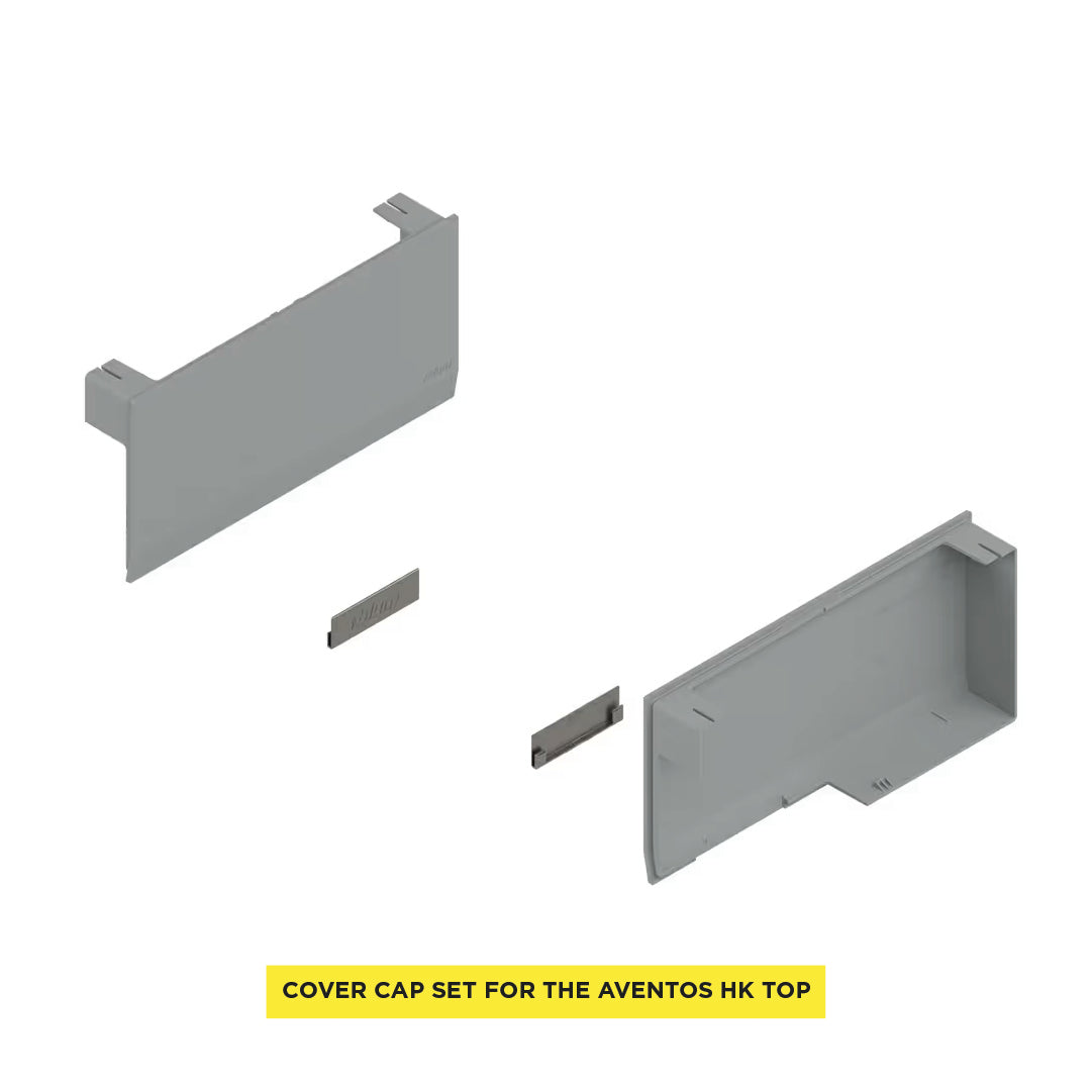 Aventos HK Top Stay Lift, Cover Cap Large, Plain, Right+Left, Light Gray/Stainless Steel Brushed