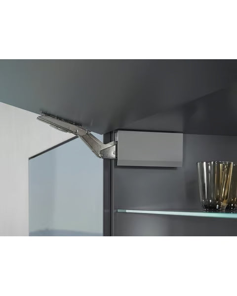 Aventos HK Top Stay Lift, Cover Cap Large, Plain, Right+Left, Light Gray/Stainless Steel Brushed