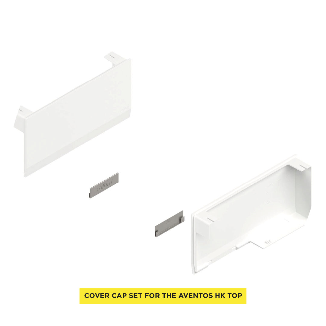 Aventos HK Top Stay Lift, Cover Cap Large, Plain, Right+Left, Silk White/Stainless Steel Brushed