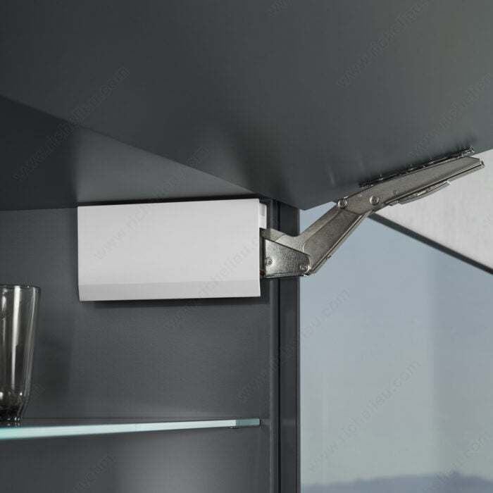 Aventos HK Top Stay Lift, Cover Cap Large, Plain, Right+Left, Silk White/Stainless Steel Brushed