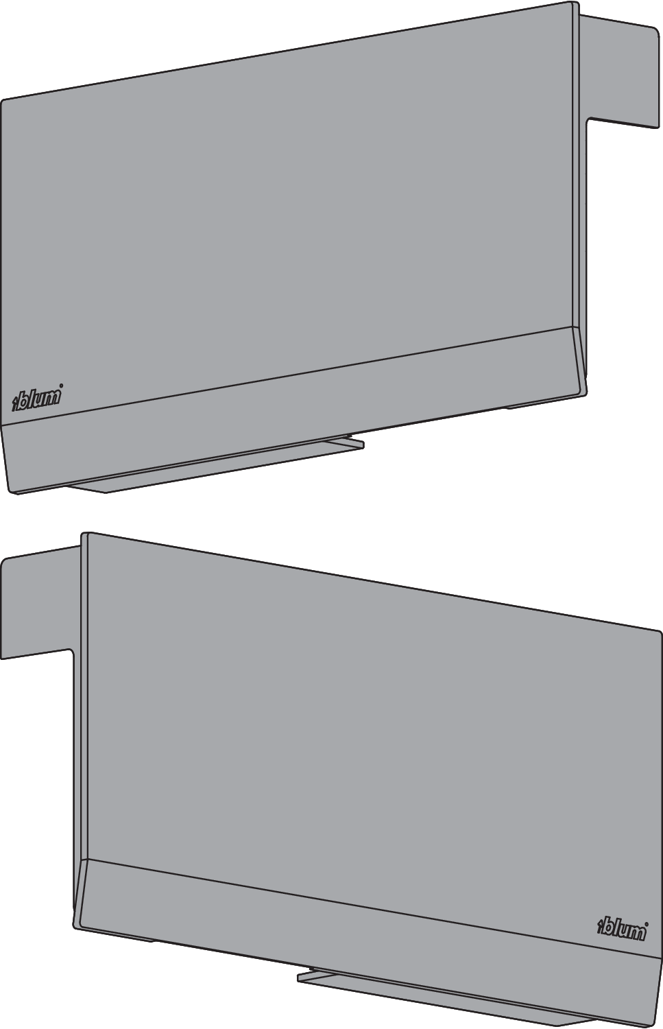 Aventos HK Top Stay Lift, Cover Cap Large, Plain, Right+Left, Light Gray/Stainless Steel Brushed