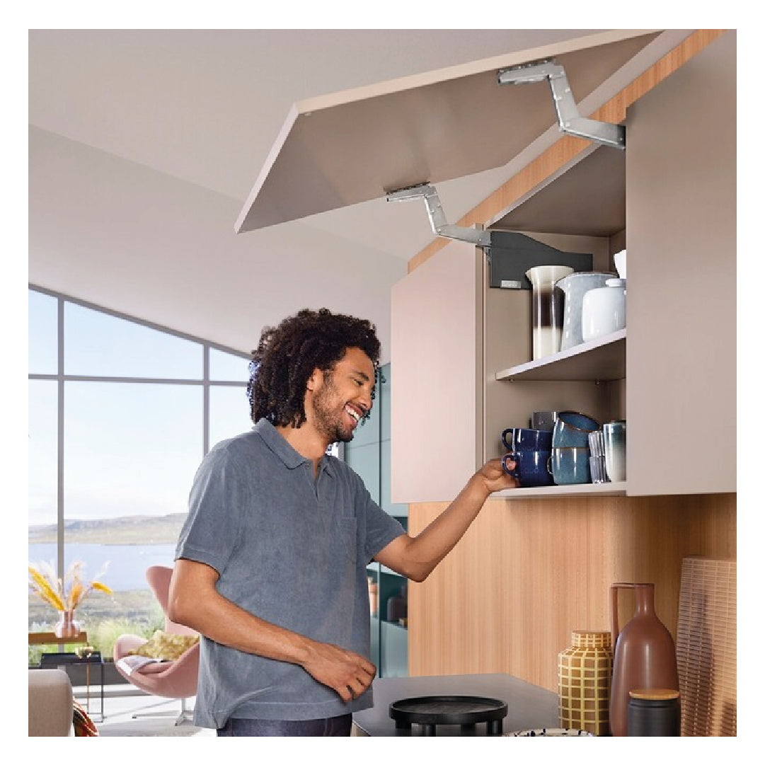 Aventos HS Top Up & Over Lift System, Lever (Set), CH=350-800 mm (13-3/4" - 31-1/2"), Non-Handed, Nickel-Plated