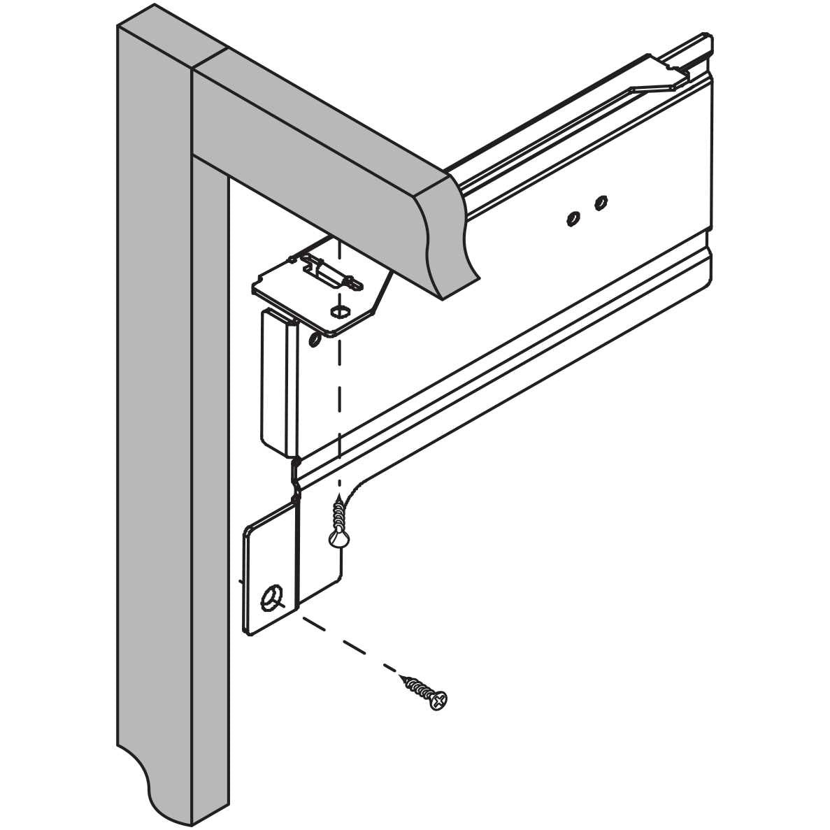 Aventos HK Top Stay Lift, Mounting Bracket for Face Frame Cabinet, Screw-On, Zinc-Coated