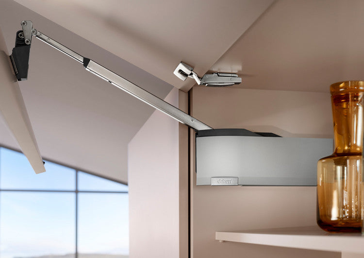 Cover Cap Set Aventos HF/Hs/HL Top, Plain, Right+Left, Suitable For SERVO-DRIVE, Silk White/Stainless Steel Brushed