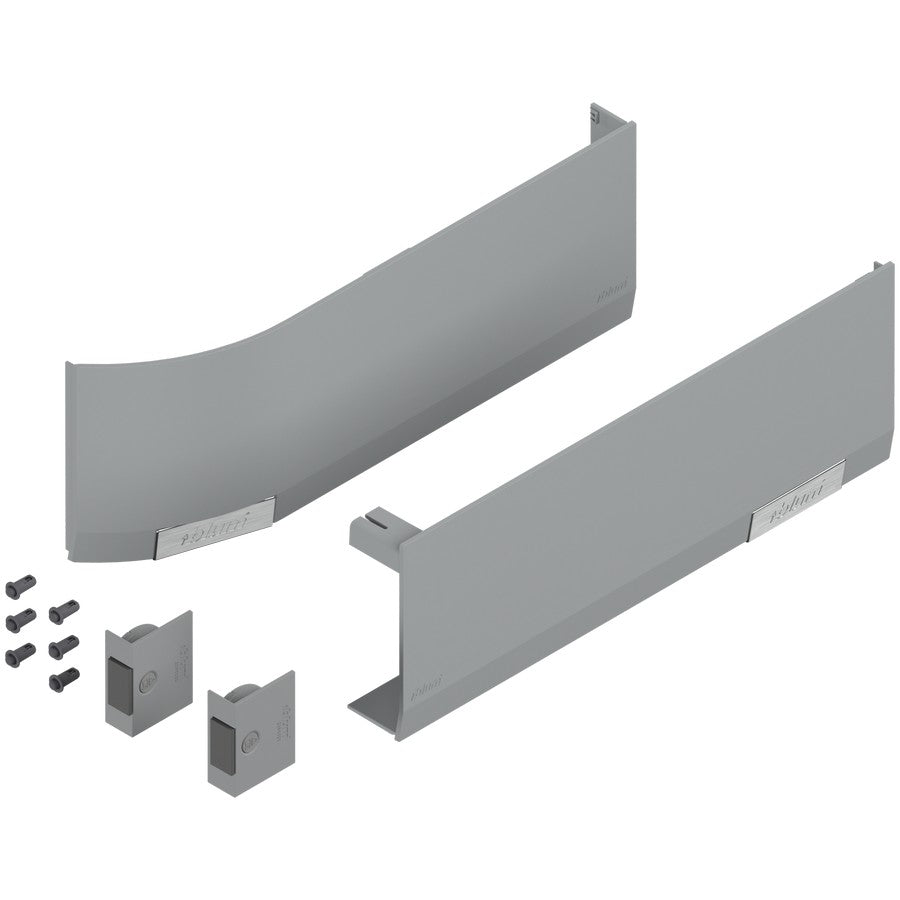 Cover Cap Set Aventos HF/Hs/HL Top, Plain, Right+Left, Suitable For SERVO-DRIVE, Light Gray/Stainless Steel Brushed