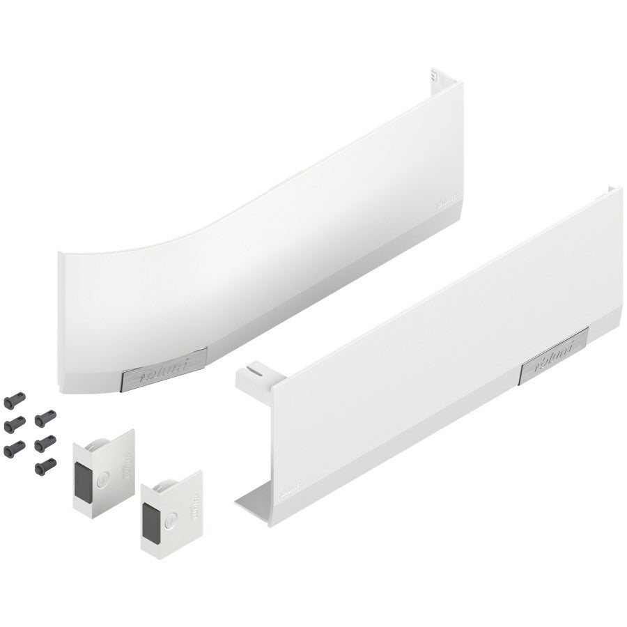 Cover Cap Set Aventos HF/Hs/HL Top, Plain, Right+Left, Suitable For SERVO-DRIVE, Silk White/Stainless Steel Brushed