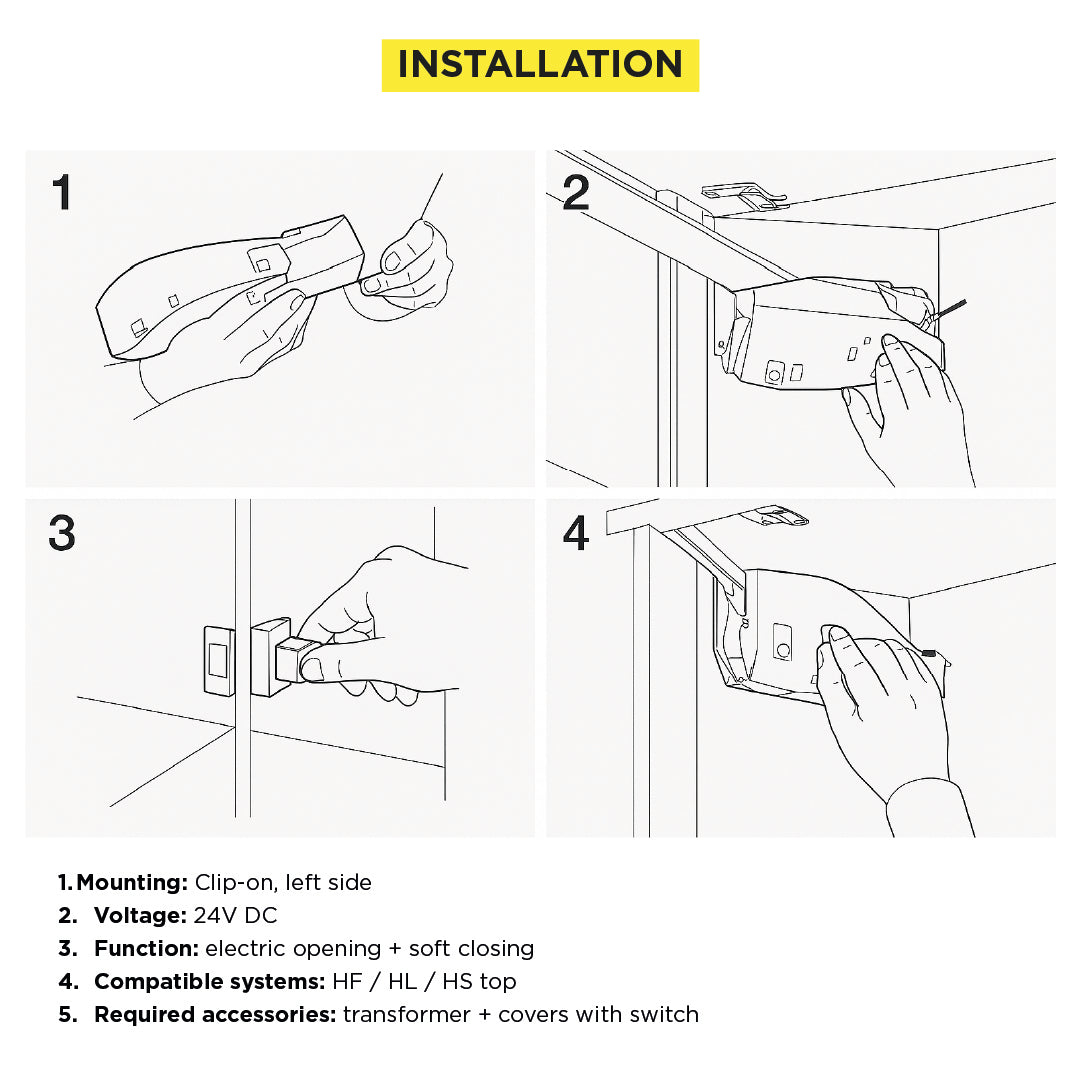 SERVO-DRIVE for Aventos Drive Unit, Aventos HF Top Bi-Fold, HL Top, HS Top Up & Over Lift System, Deep Gray