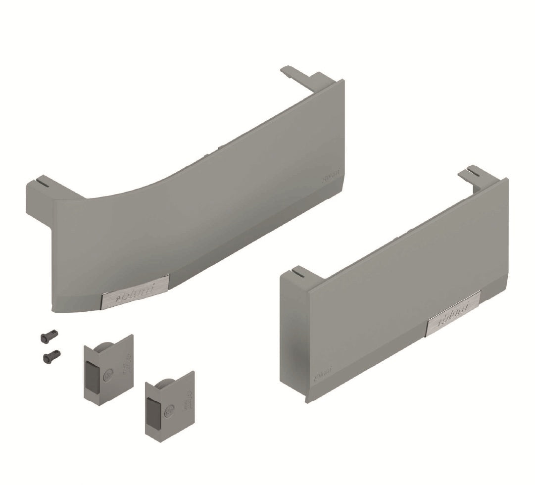 Aventos HK Top Stay Lift, Lift Mechanism Cover Cap, Plain, Right+Left, For SERVO-DRIVE, Light Gray/Stainless Steel Brushed