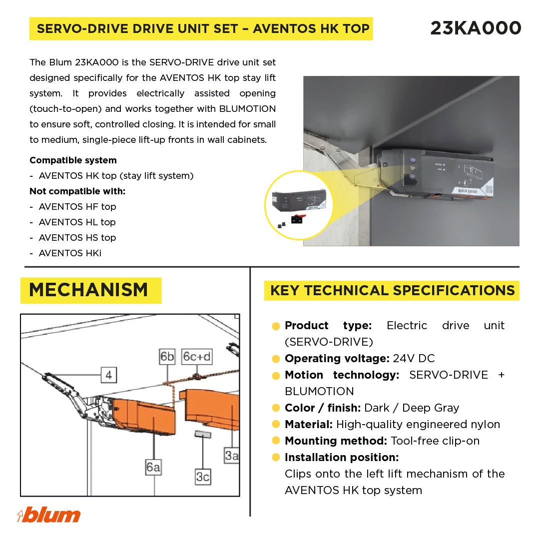 SERVO-DRIVE for Aventos Drive Unit, Aventos HK Top Stay Lift, Deep Gray