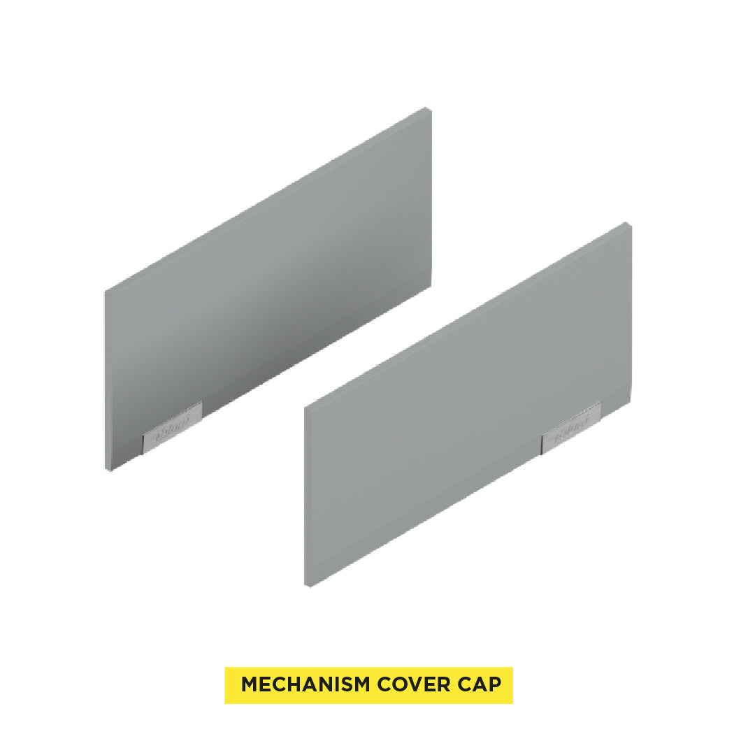Aventos HKI, Lift Mechanism Cover Cap, Plain, Right+Left, Silk White/Stainless Steel Brushed