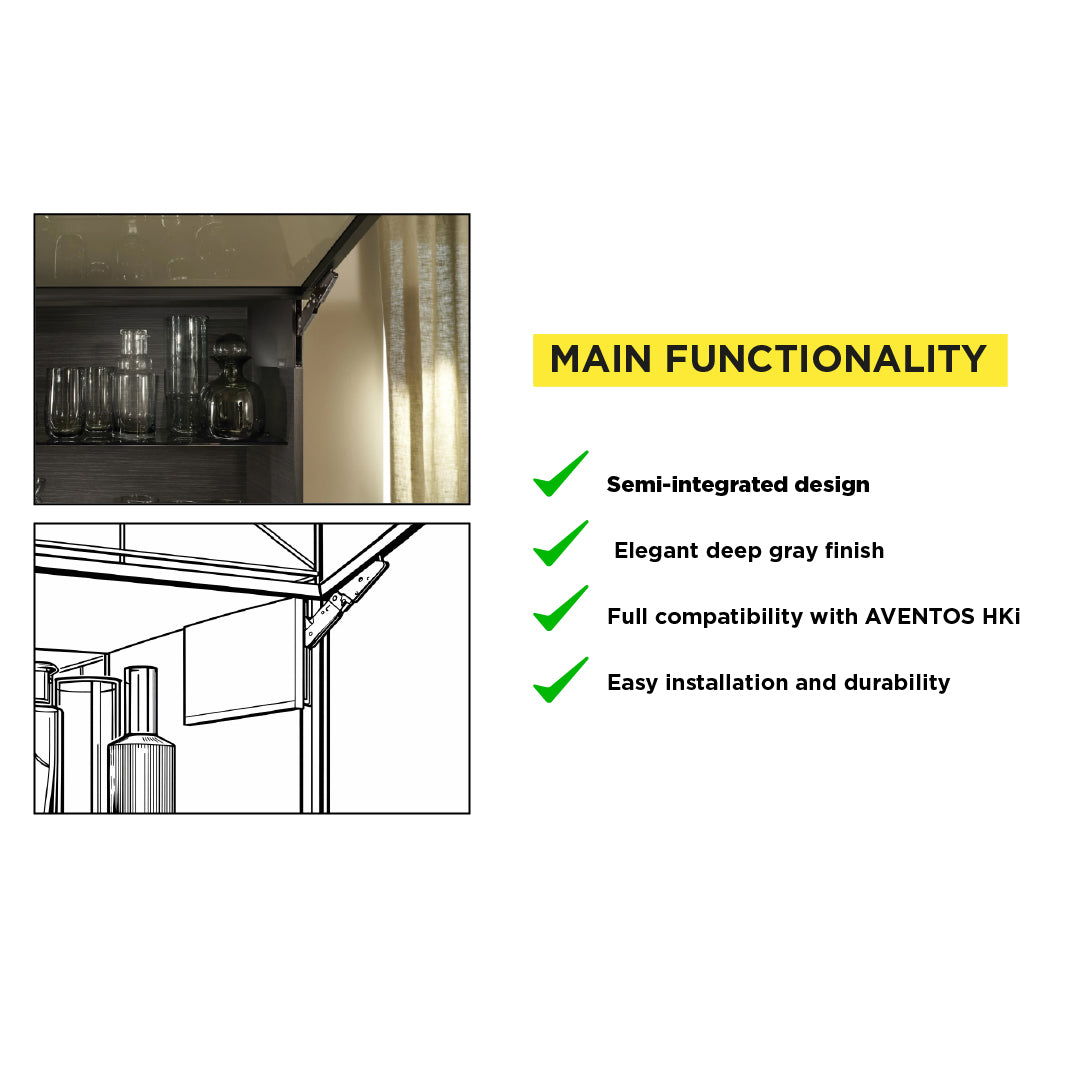Aventos HKI, Lift Mechanism Cover Cap, Plain, Right+Left, Silk White/Stainless Steel Brushed