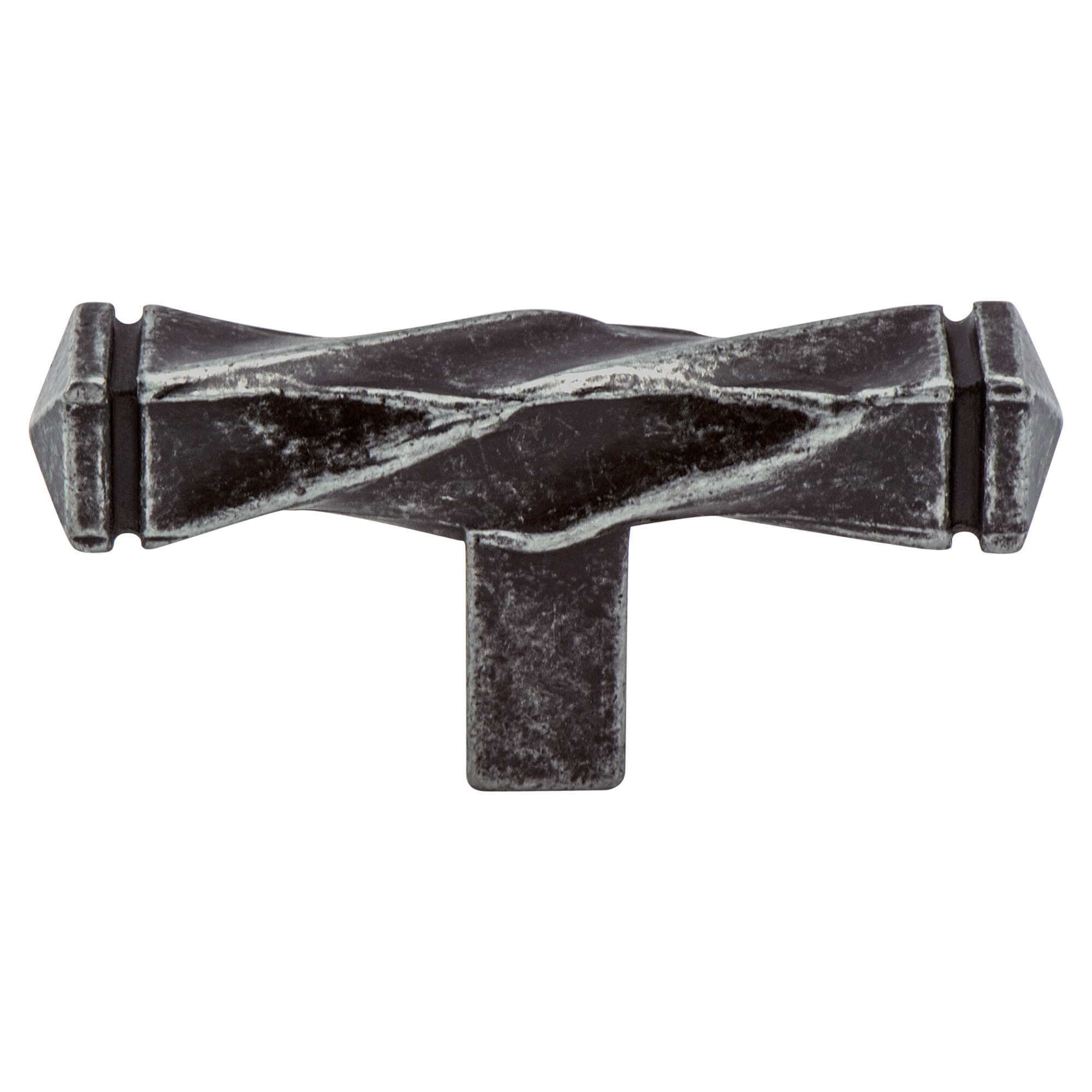 KNOB TWISTED T WEATHERED IRON 25/BOX