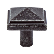 KNOB 1-3/16" SQR WEATHERED IRON 25/BOX