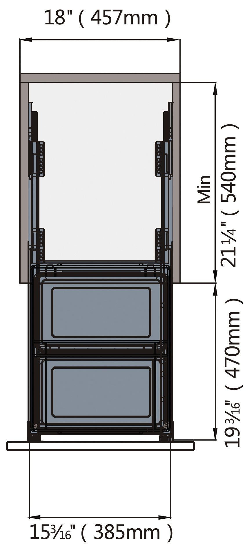 Double Waste Bin 2X28L Soft Close Black