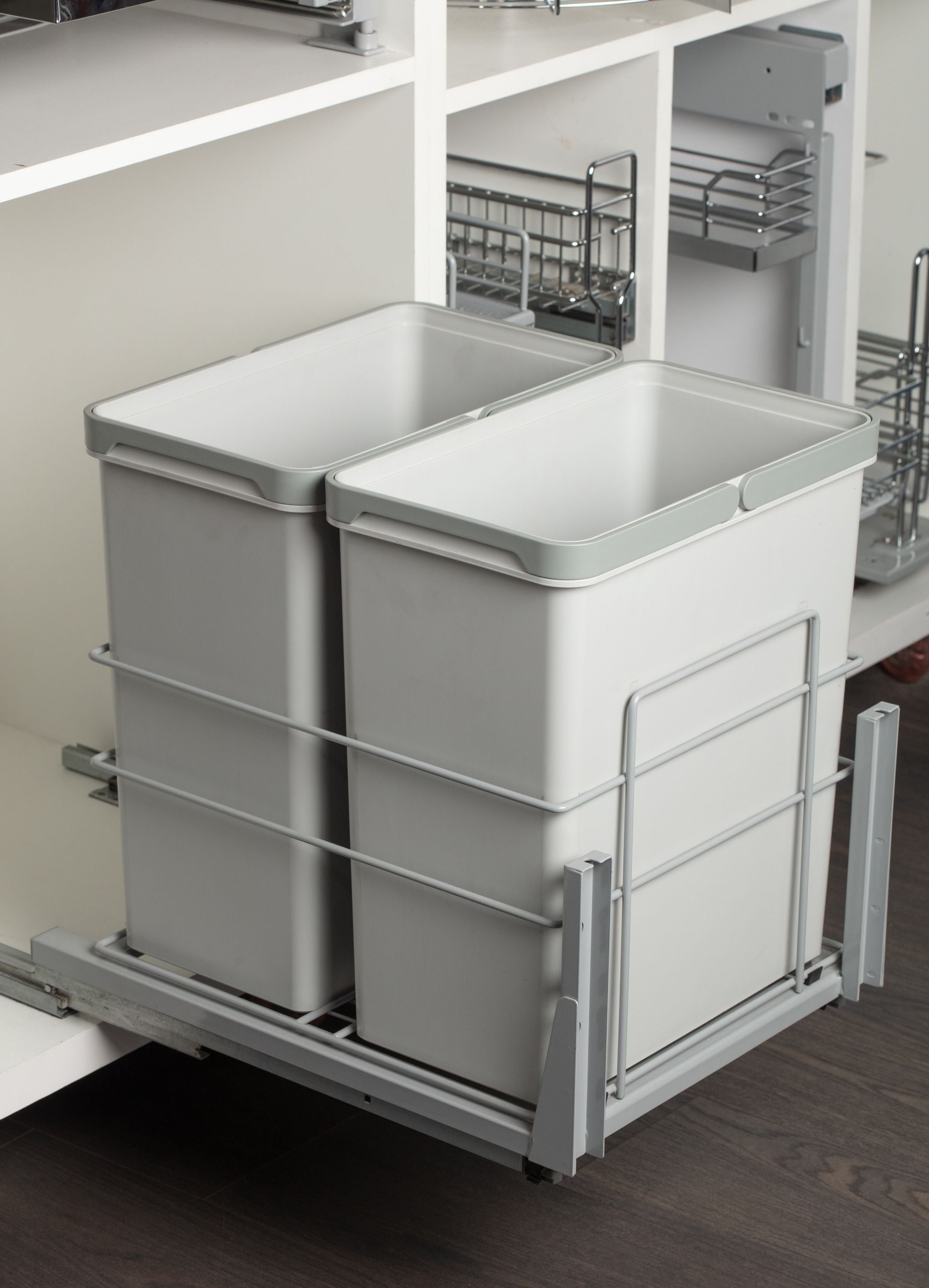Double Waste Bin 2X28L Soft Close White