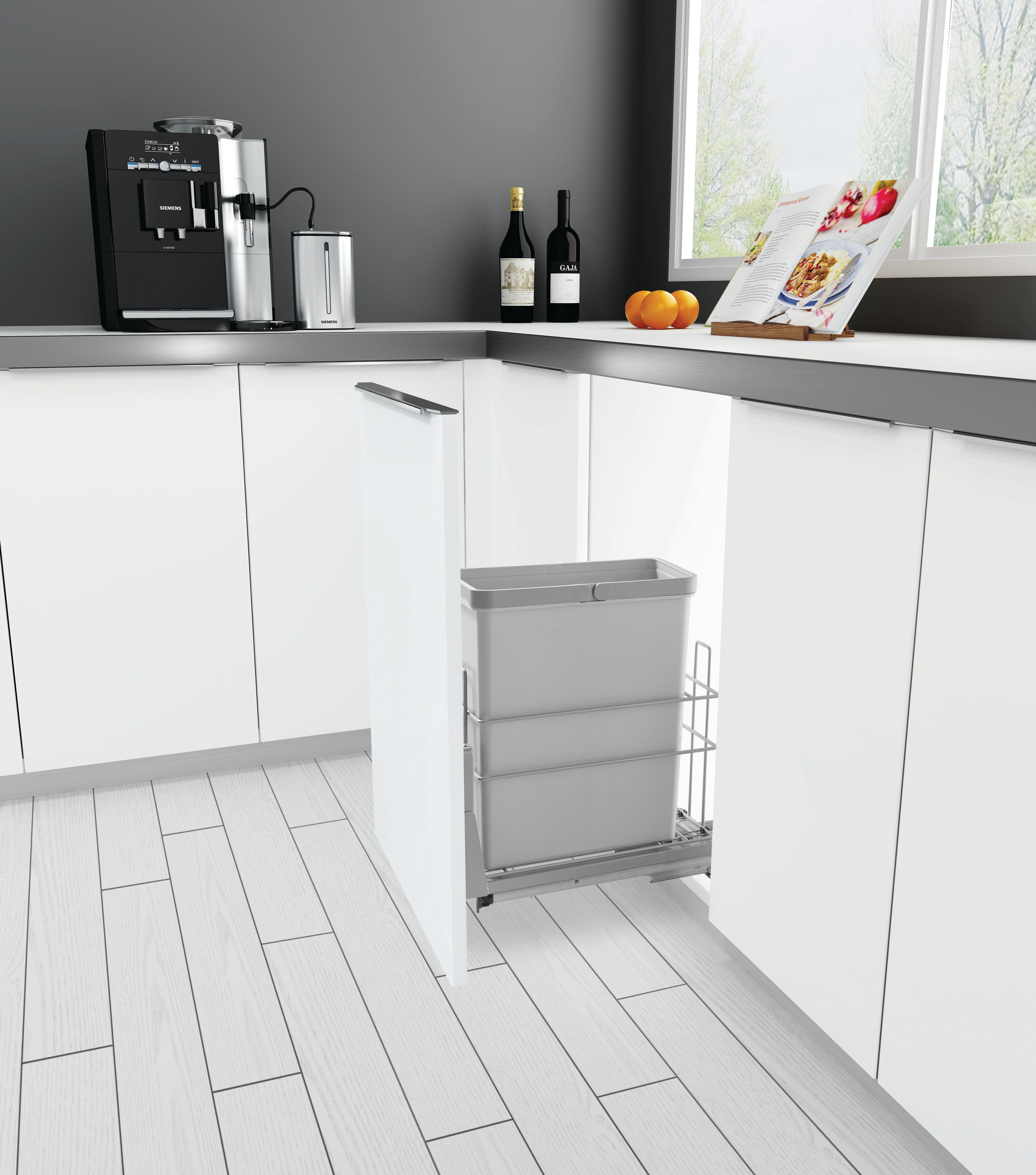 Single Waste Bin 1X28L Soft Close Black