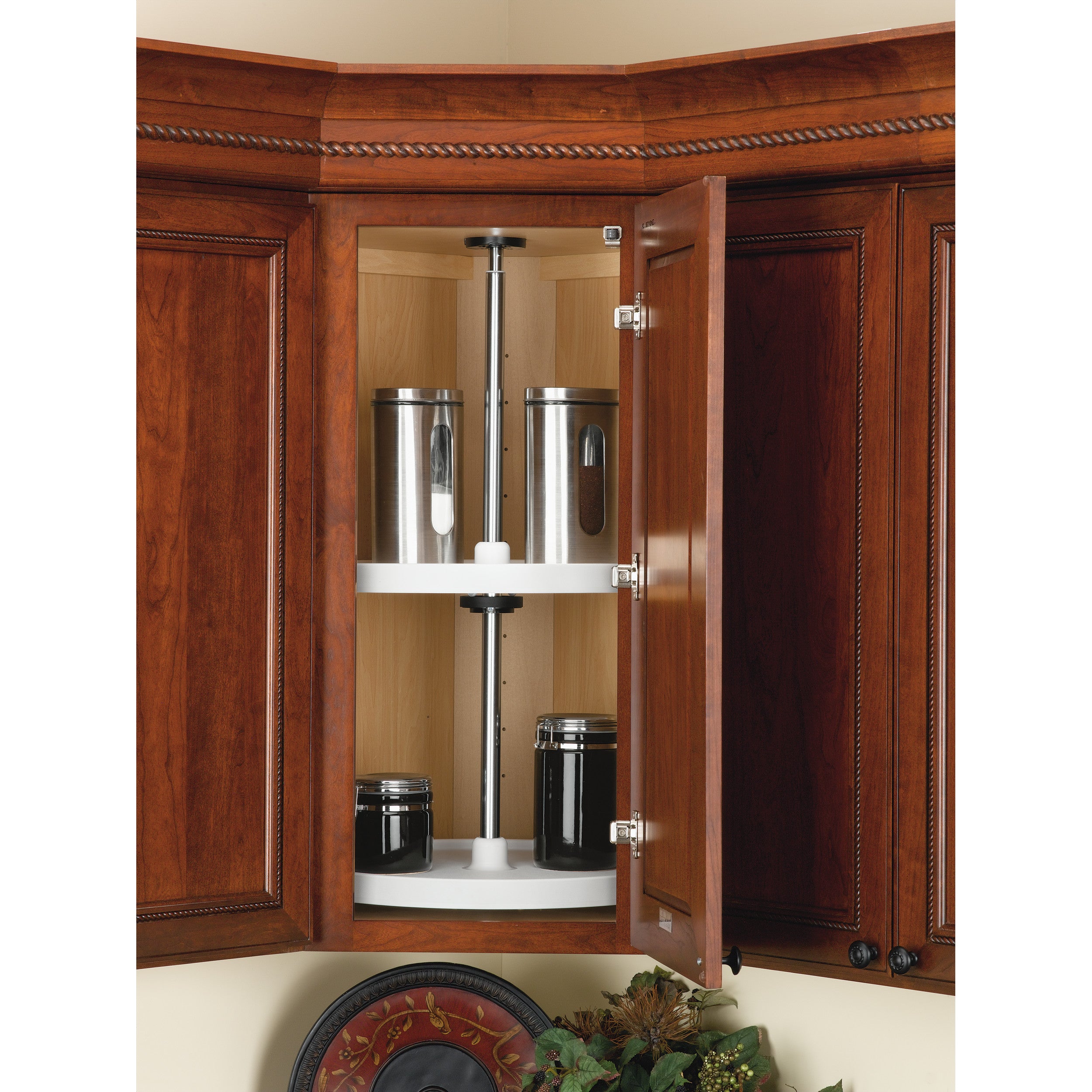 18 in White Polymer Full Cir Lazy Susans 2-Shelf White  18 in (457 mm) W x 18 in (457 mm) D x 26 in (660 mm) H