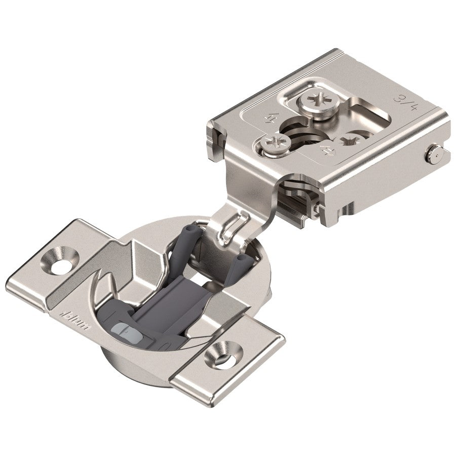 Blum COMPACT CLIP hinge 3/4", 105°, with spring, hinge cup: screw-on, Nickel-plated