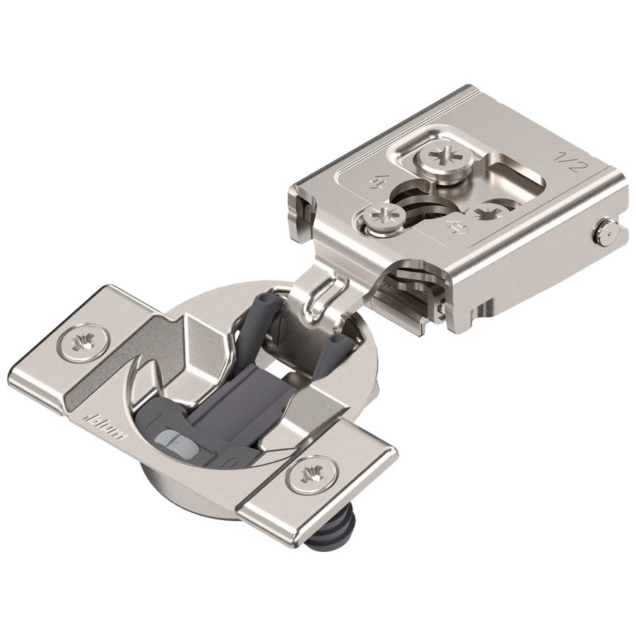 Blum COMPACT CLIP hinge 1/2", 105°, with spring, hinge cup: press-in, Nickel-plated