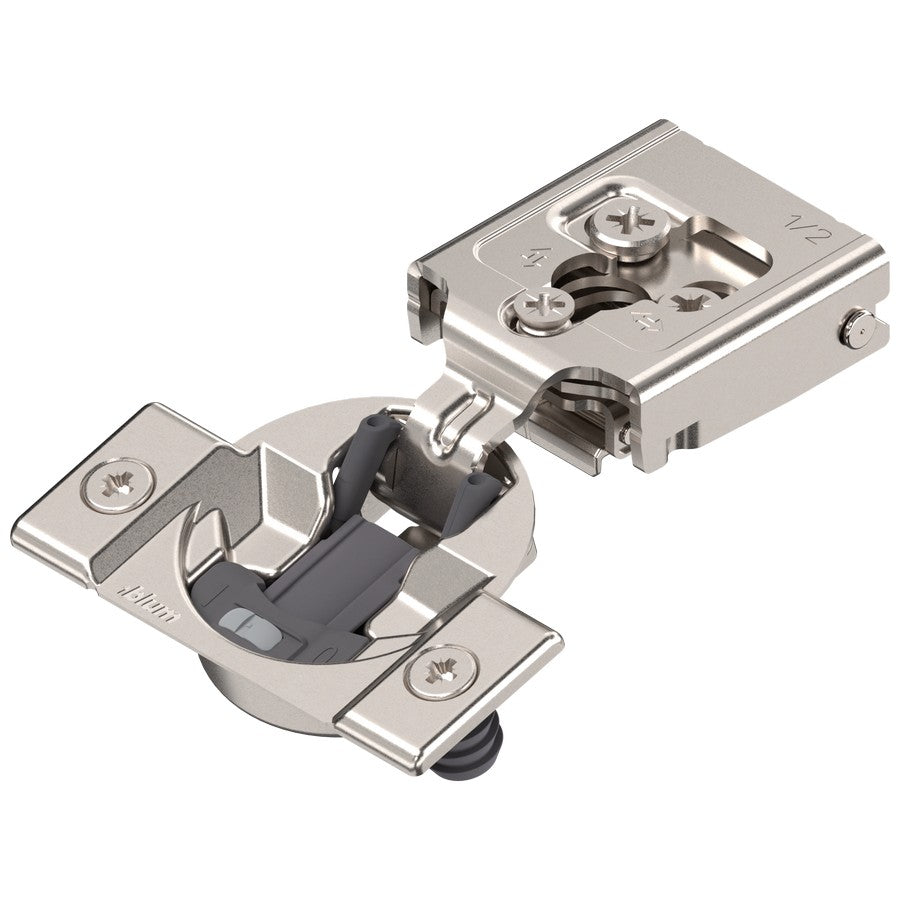Blum COMPACT CLIP hinge 1/2", 105°, with spring, hinge cup: press-in, Nickel-plated
