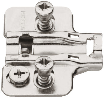 CLIP MOUNTING PLATE, CAM AJUSTABLE, WITH PRE-INSTALLED EUROSCREWS, STEEL, NICKEL-PLATED