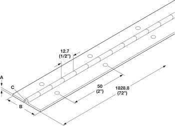 PIANO HINGE, STEEL BRASS, 72" LENGETH X 1 1/2"