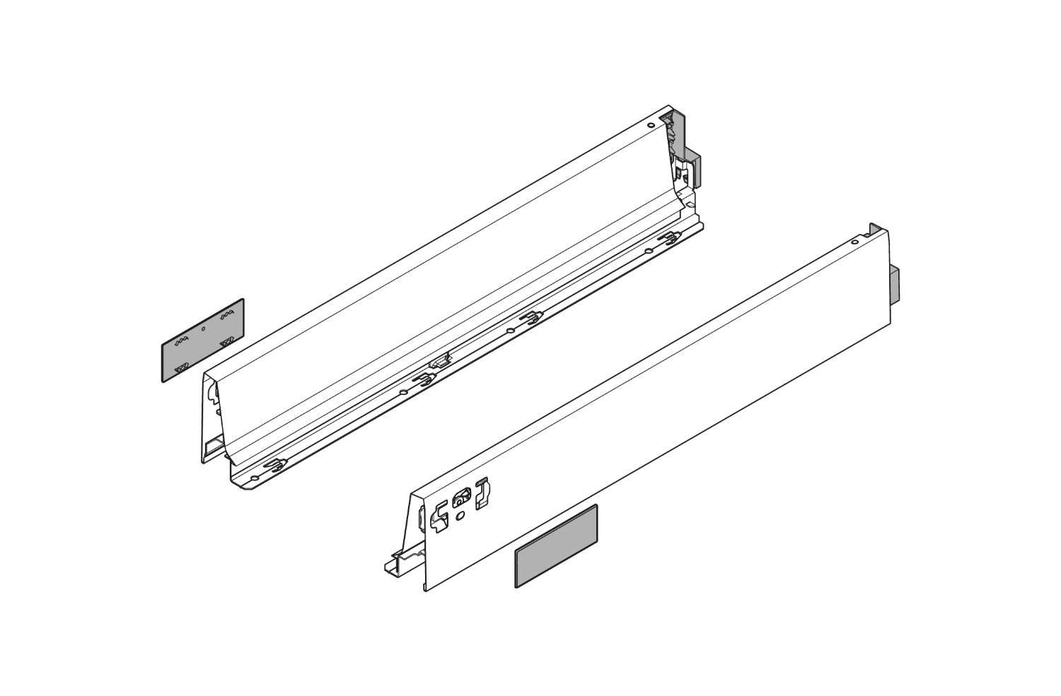 TANDEMBOX 378 M series (3-3/8'' medium side) - drawer profile Ident 22'' White Aluminum