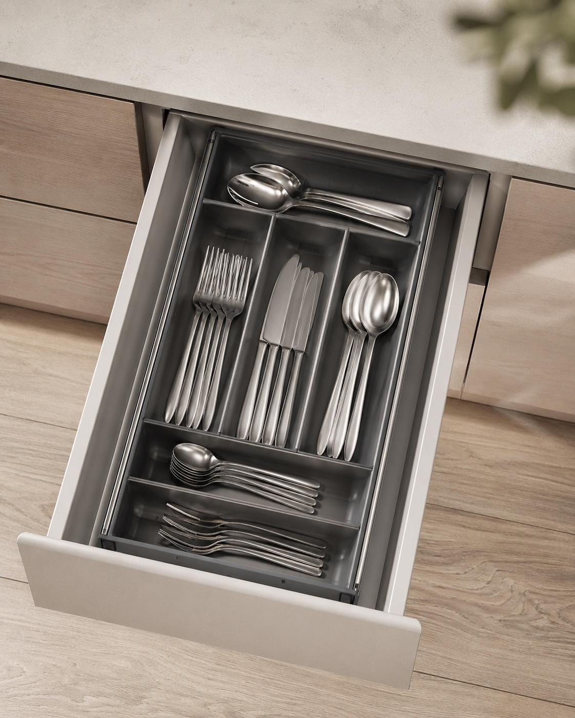 ORGA-LINE flatware set, for TANDEMBOX drawer, NL=550 mm, width=280 mm