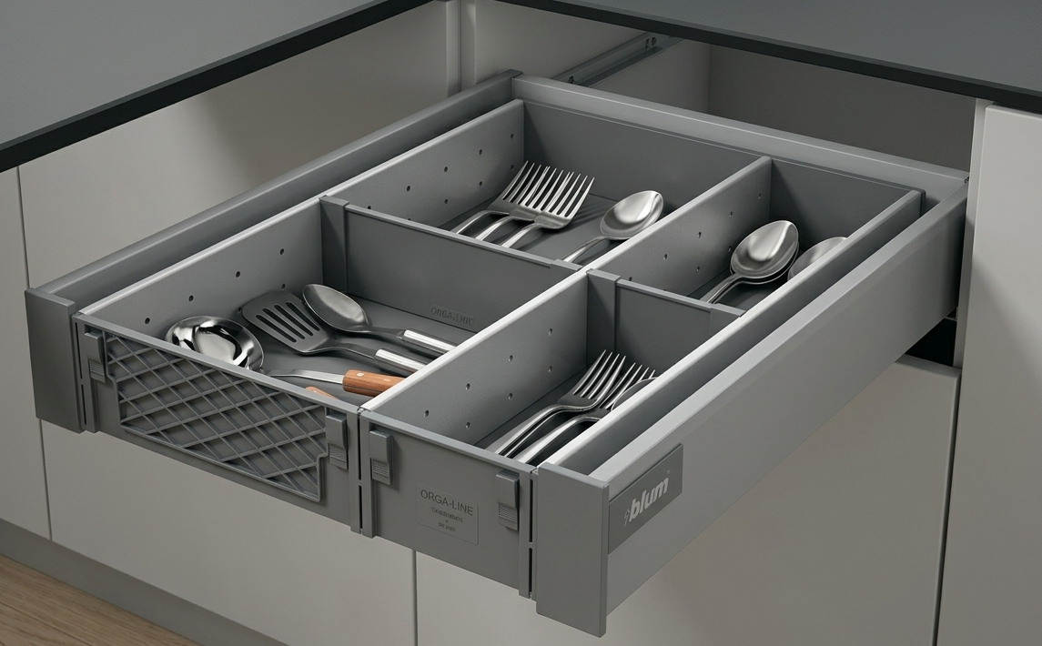 ORGA-LINE utensil set (partially filled), for TANDEMBOX drawer, NL=500 mm, CW=1200 mm, width=291 mm