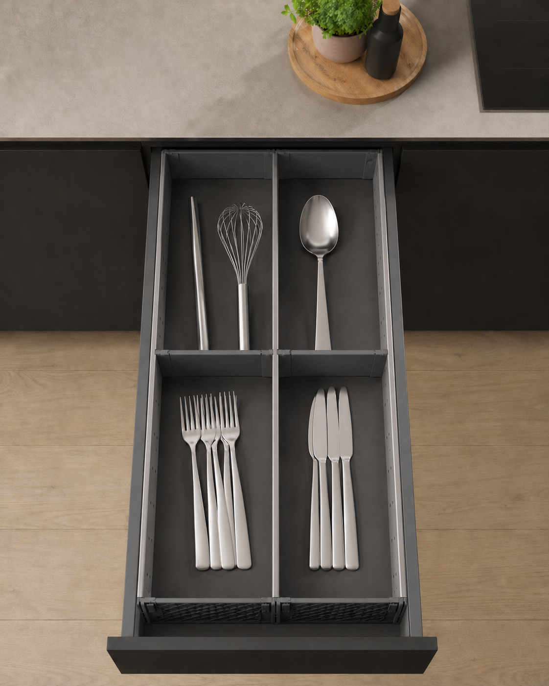 ORGA-LINE utensil set (partially filled), for TANDEMBOX drawer, NL=500 mm, CW=1200 mm, width=291 mm