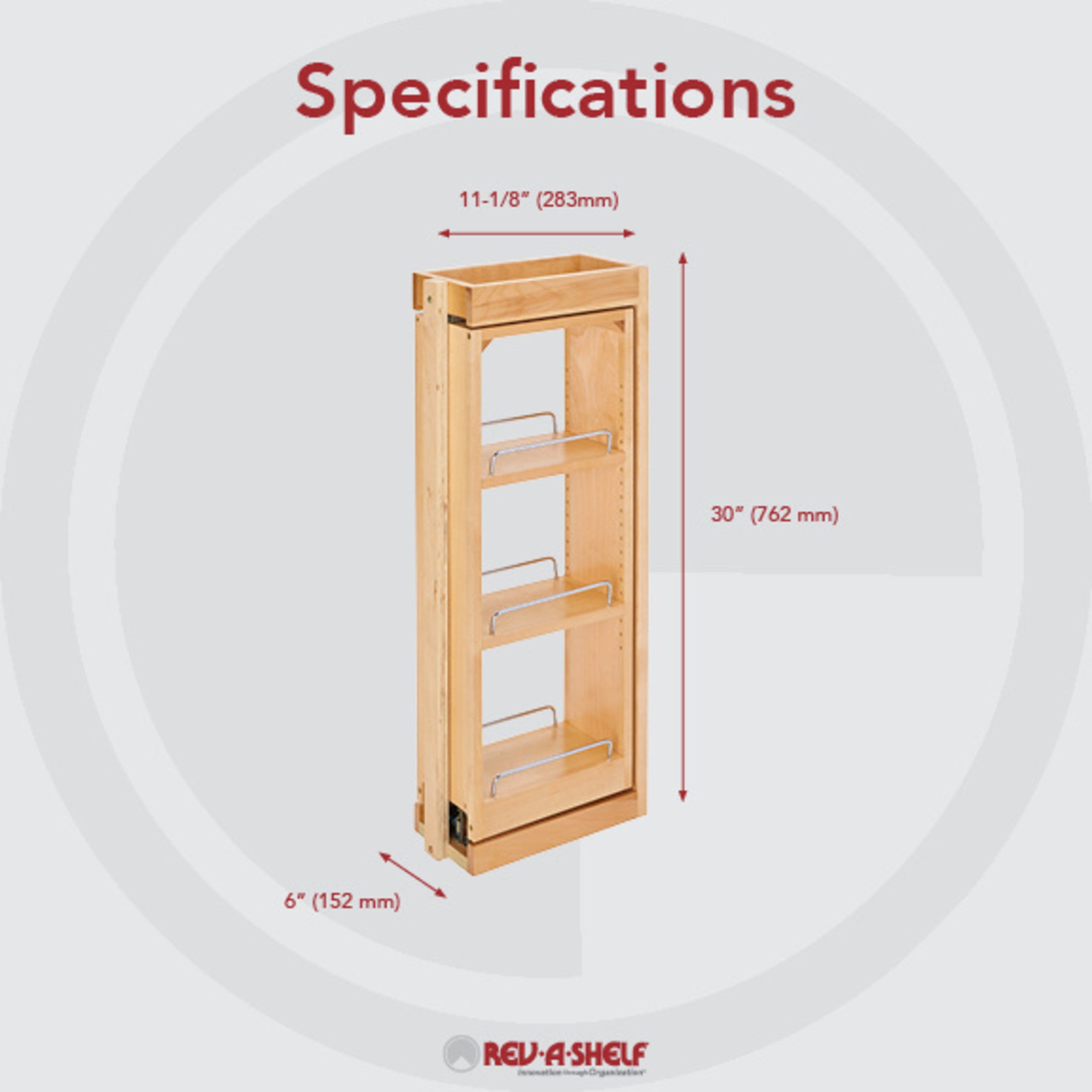 6 in. W x 30 in. H Pull-Out Between Cabinet Wall Filler w/Soft-Close Natural  6 in (152 mm) W x 11.13 in (283 mm) D x 30 in (762 mm) H