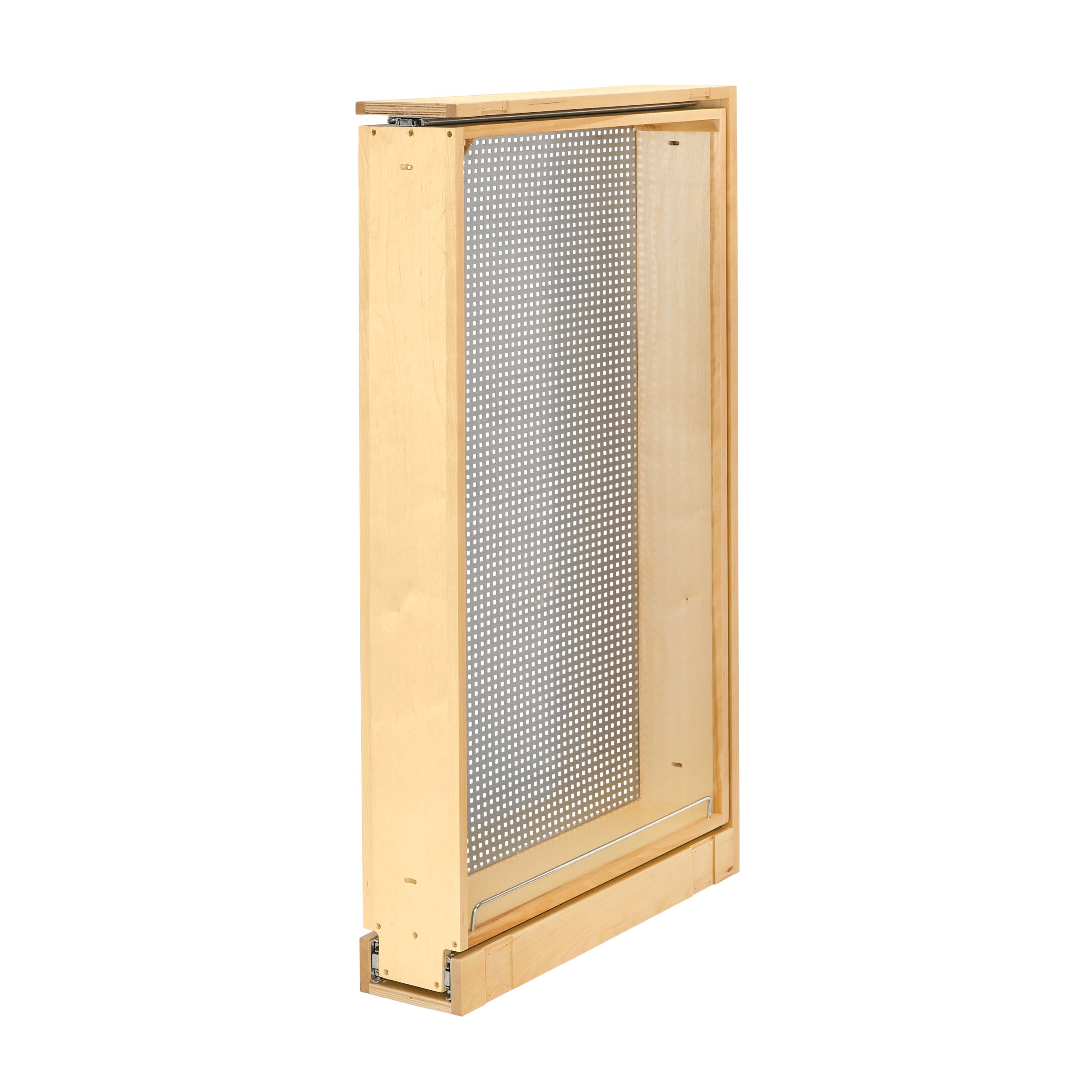6 in W X 45 in H Stainless Steel Tall Filler Pullout L-H Natural  6 in (152 mm) W x 23 in (584 mm) D x 44.5 in (1130 mm) H