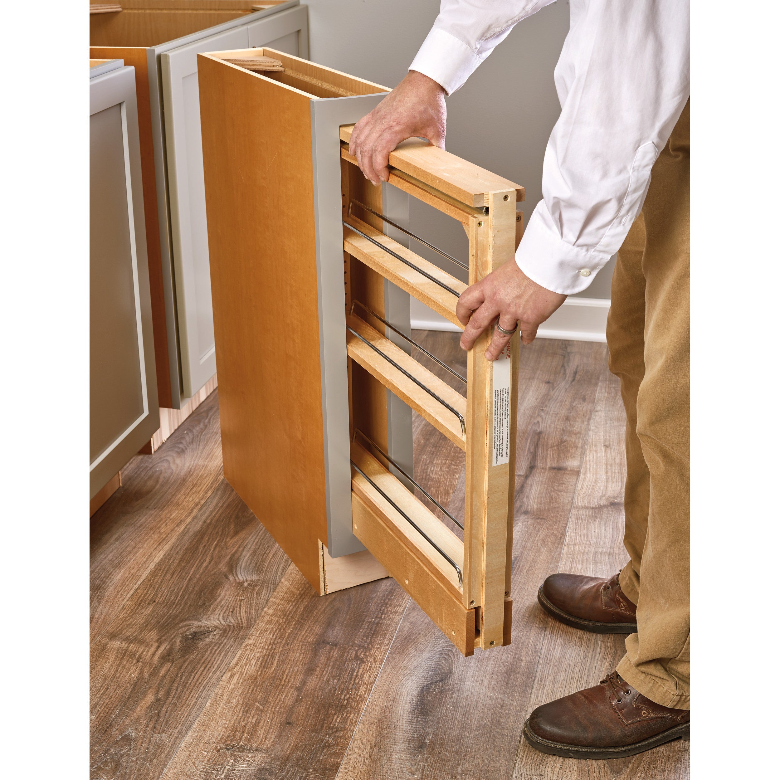 Wood Base Cabinet Pull Out Organizer Insert (3" W x 23" D x 27-5/16" H)