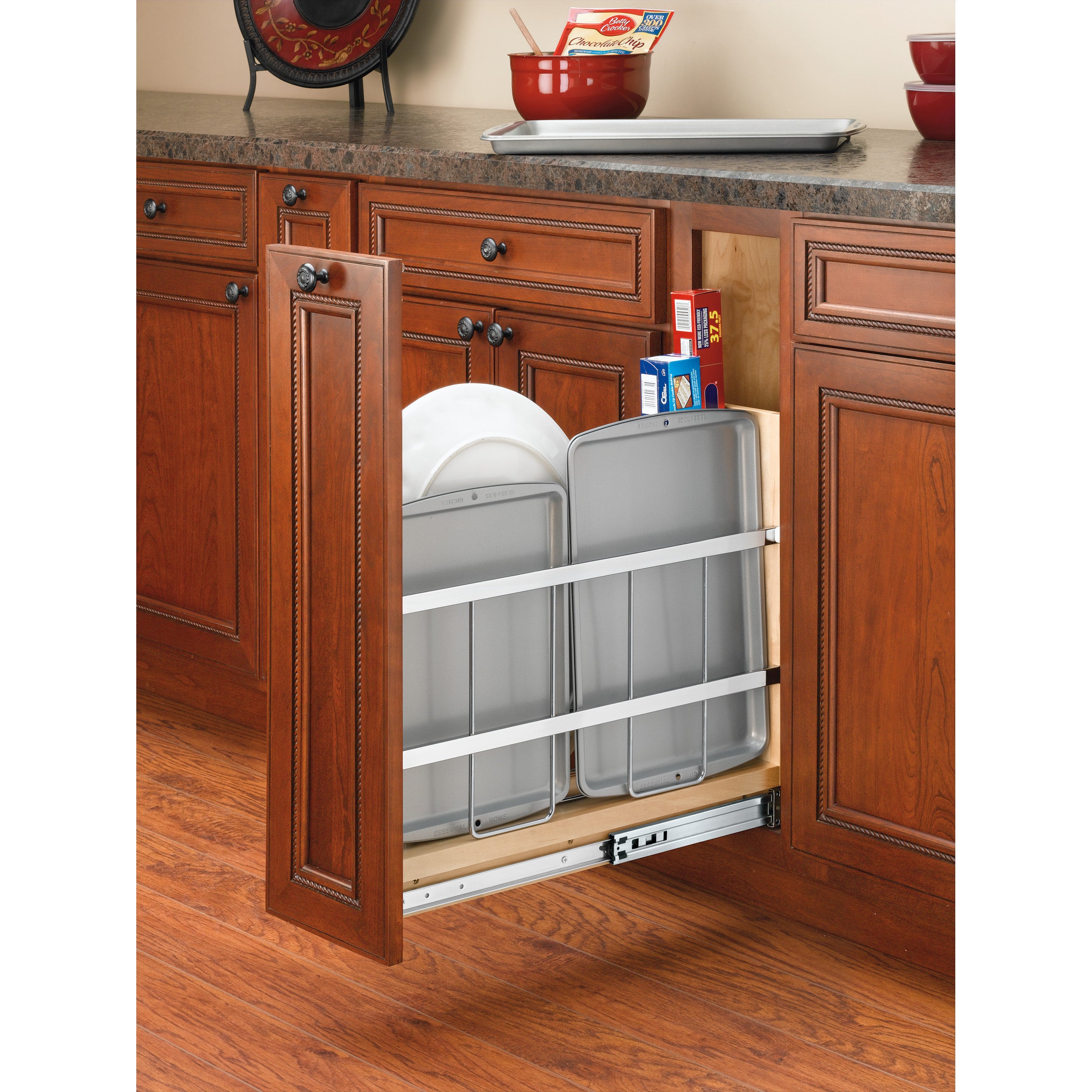 8 in Tray Divider, Foil & Wrap Organizer Soft-Close Natural  8 in (203 mm) W x 21.66 in (550 mm) D x 19.5 in (495 mm) H