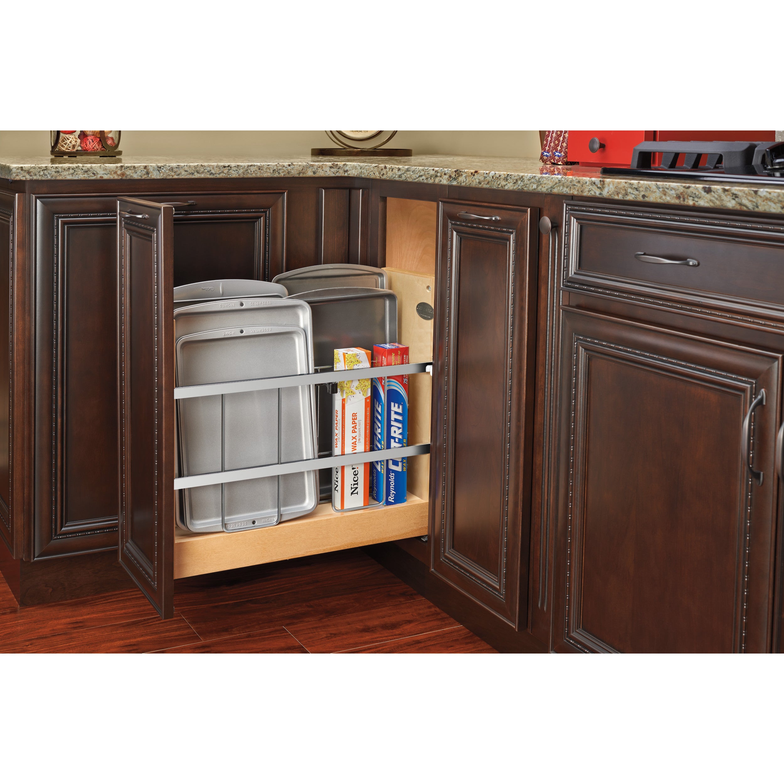 8 in Tray Divider, Foil & Wrap Organizer Soft-Close Natural  8.75 in (222 mm) W x 21.66 in (550 mm) D x 19.5 in (495 mm) H