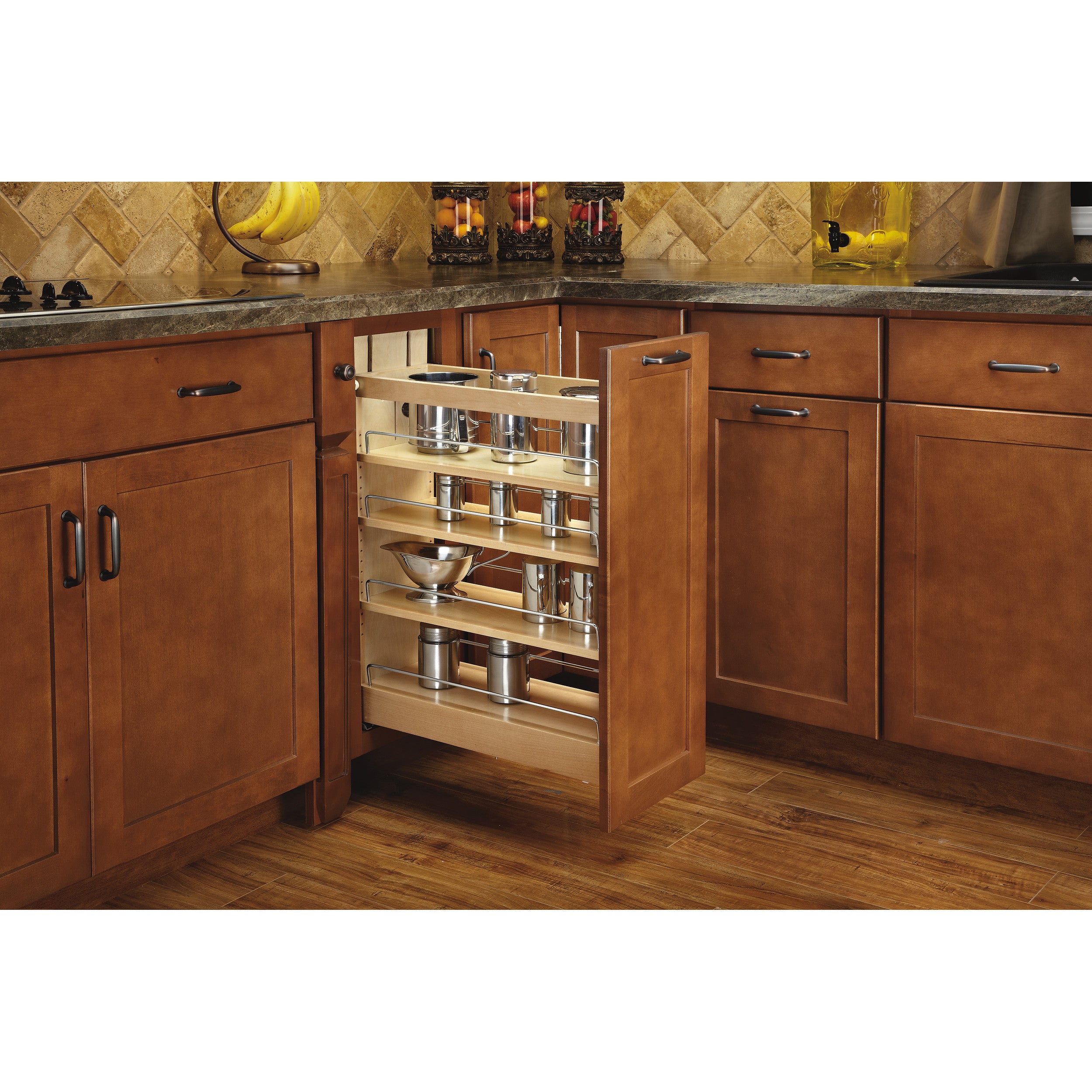 8 in Base Cabinet Organizer Soft-Close Natural  8 in (203 mm) W x 21.65 in (550 mm) D x 25.5 in (648 mm) H