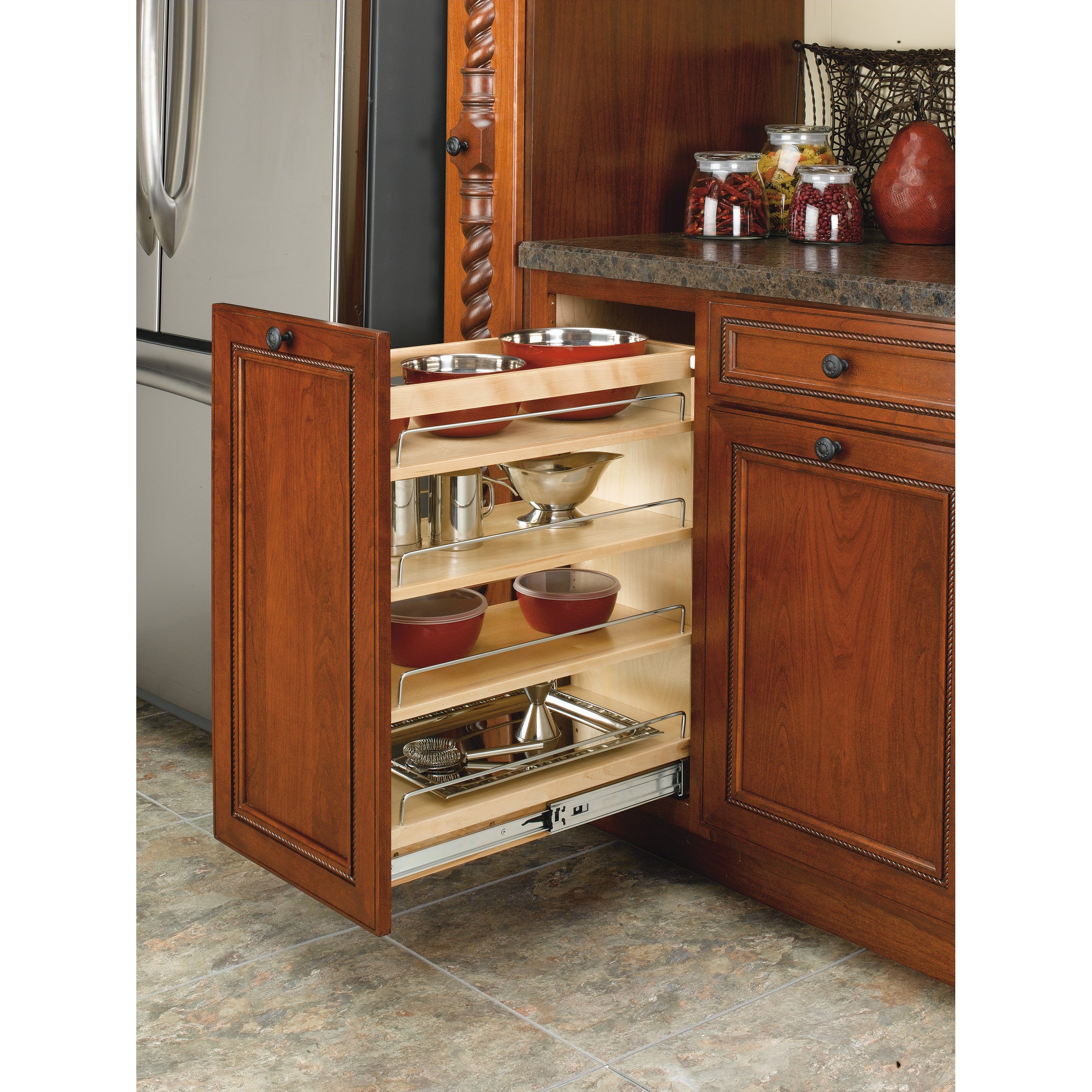 11 in Base Cabinet Organizer Soft-Close Natural  11.75 in (298 mm) W x 21.63 in (549 mm) D x 25.5 in (648 mm) H