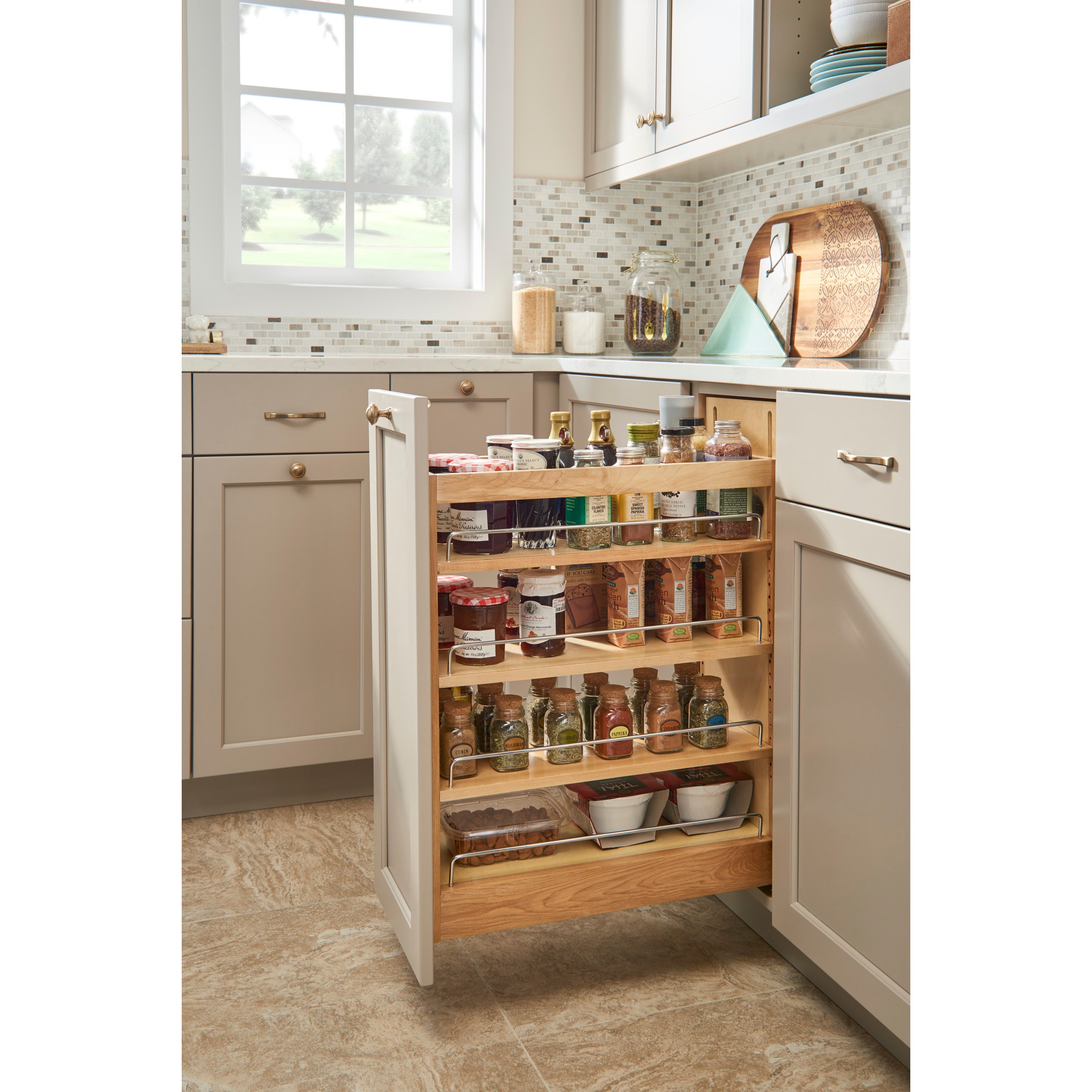 9 in Base Cabinet Organizer Soft-Close Natural  10.25 in (260 mm) W x 21.63 in (549 mm) D x 25.5 in (648 mm) H